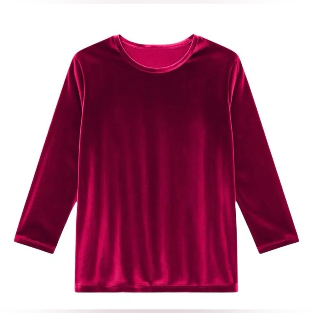 Velvet Rabbit Raspberry Fuchsia Velvet Long Sleeve Top New Medium NWT - Picture 3 of 6